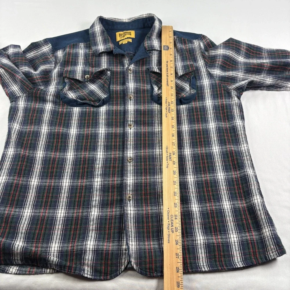 Billionaire Boys Club Flannel Shirt Mens 2XL Blue Plaid Button Up Long Sleeve‎